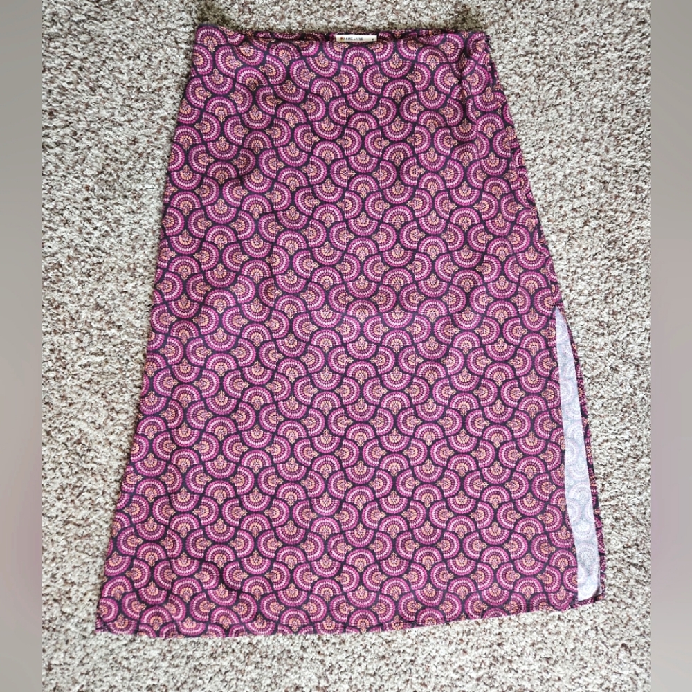 Marine Layer Pink and Purple Patterned Midi Skirt